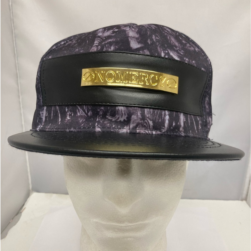 Cayler & Sons Black Label No Mercy SnapBack Hat Cap Metal Emblem On Leather